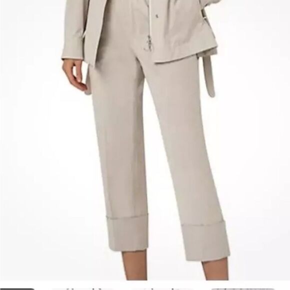 Akris Punto NWT Farell Sand Color Trousers 100% Cotton Size 2 Elastic Waist - Picture 1 of 4